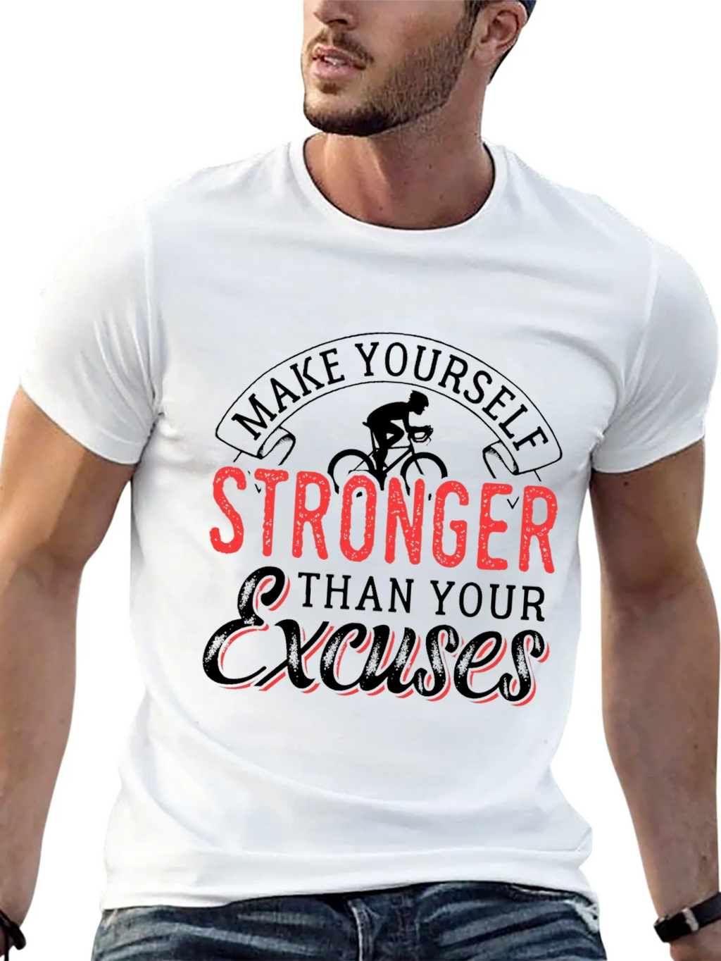 Motivational Black T-Shirt - Stronger Than Excuses product image 12