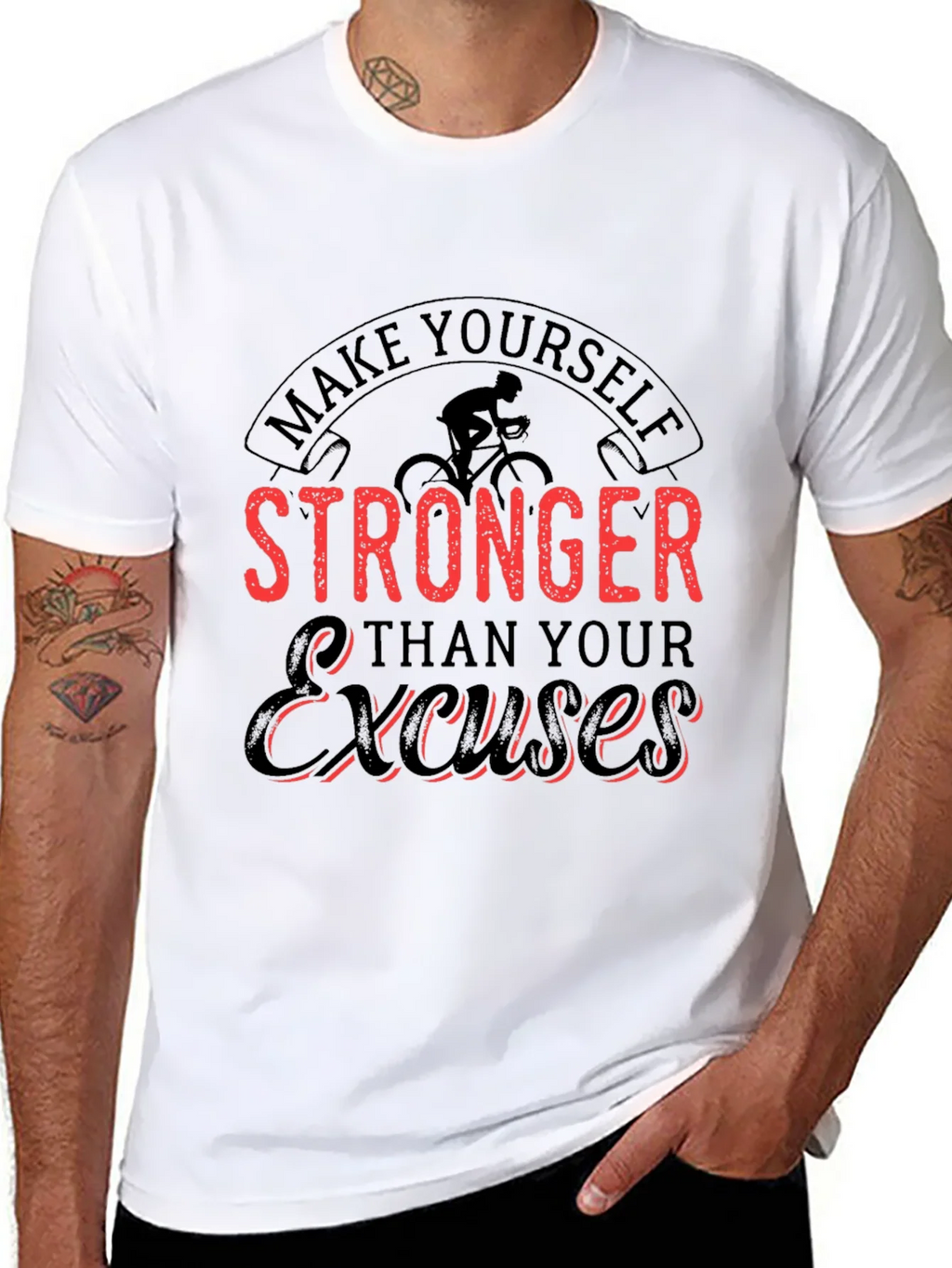 Motivational Black T-Shirt - Stronger Than Excuses product image 7