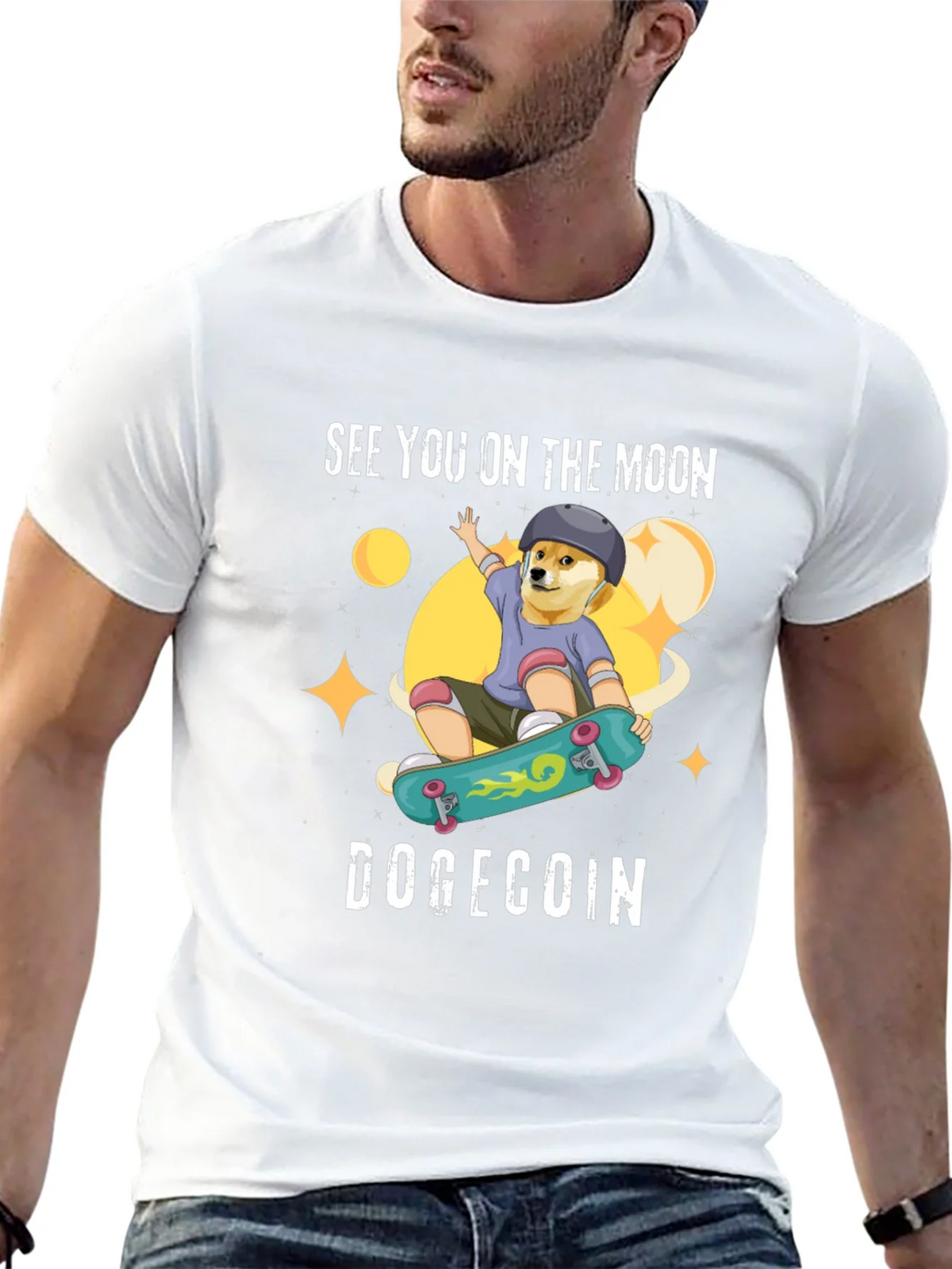 DogeCoin Moon Ride Black T-Shirt product image 12