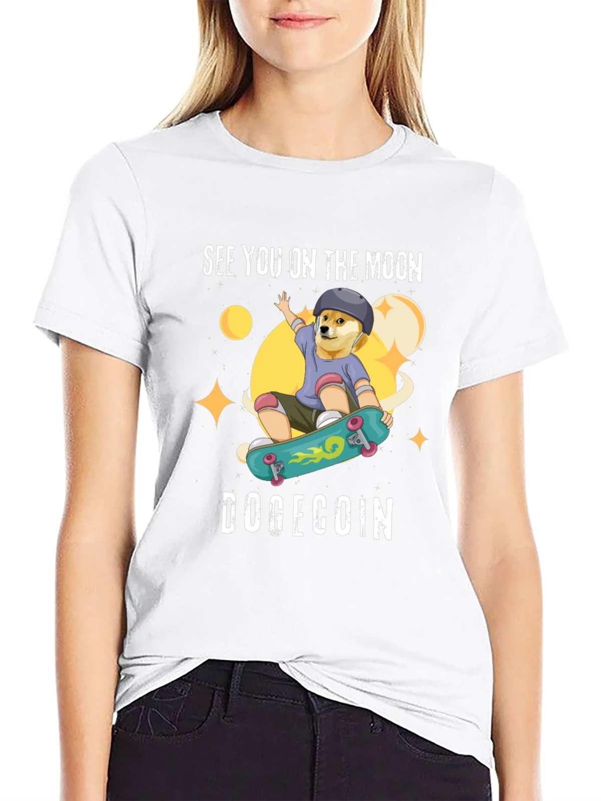DogeCoin Moon Ride Black T-Shirt product image 8