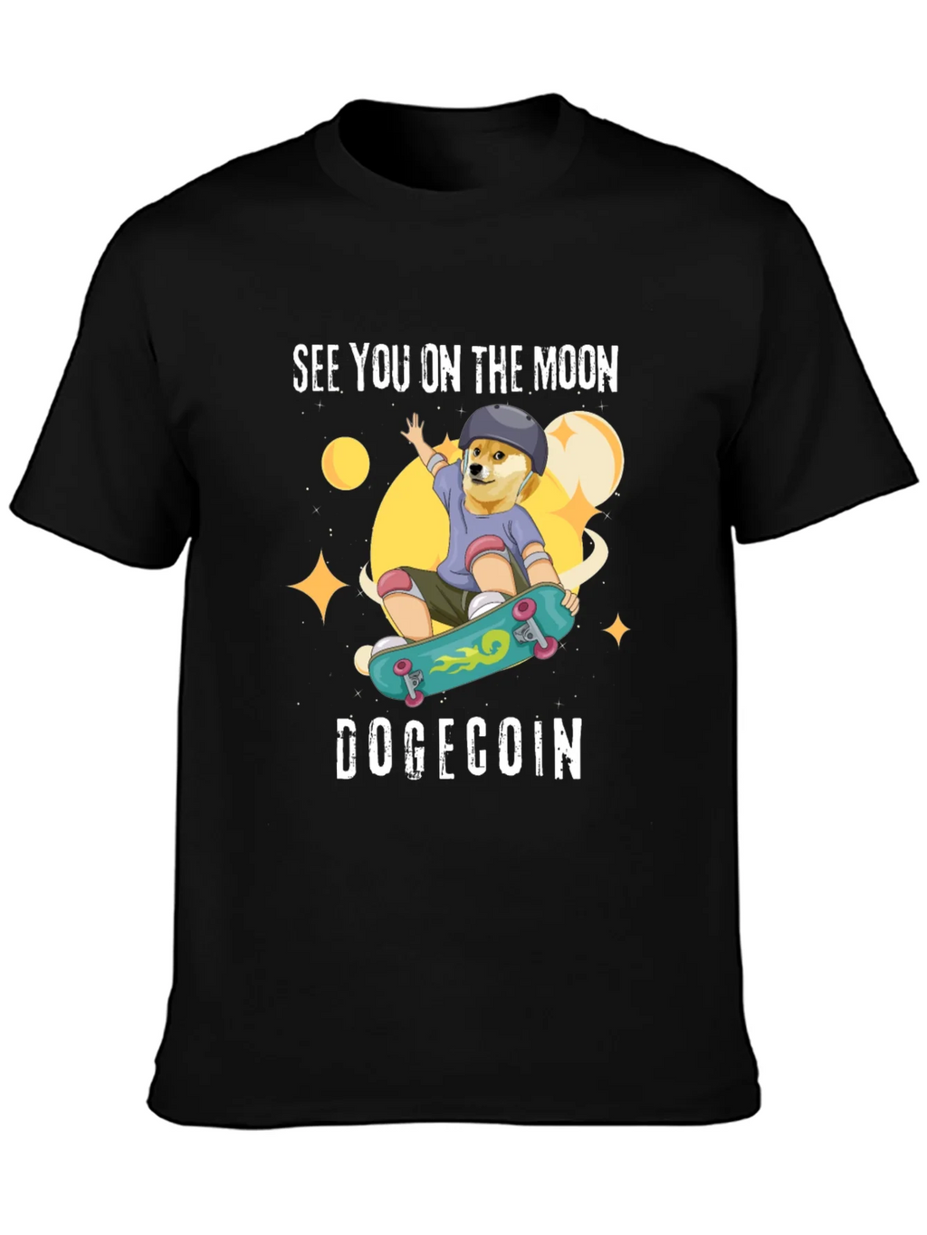 DogeCoin Moon Ride Black T-Shirt product image 3