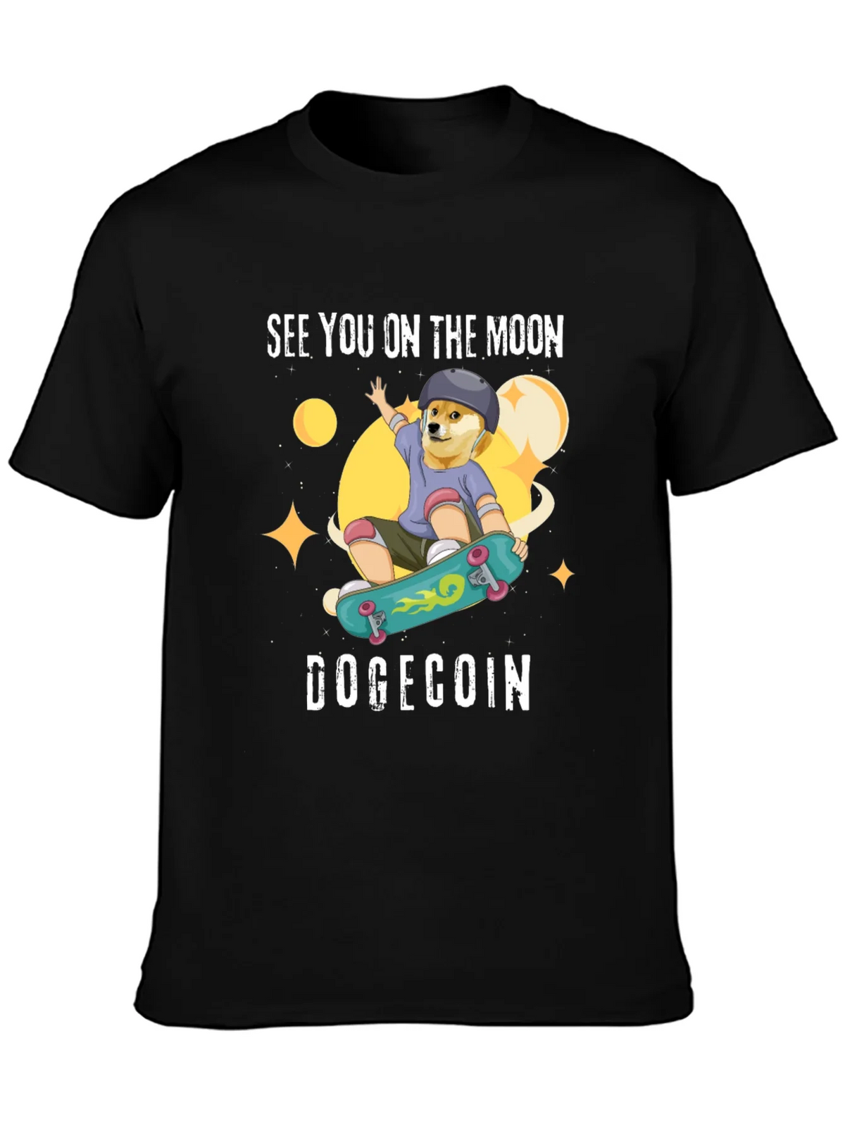 DogeCoin Moon Ride Black T-Shirt product image 3