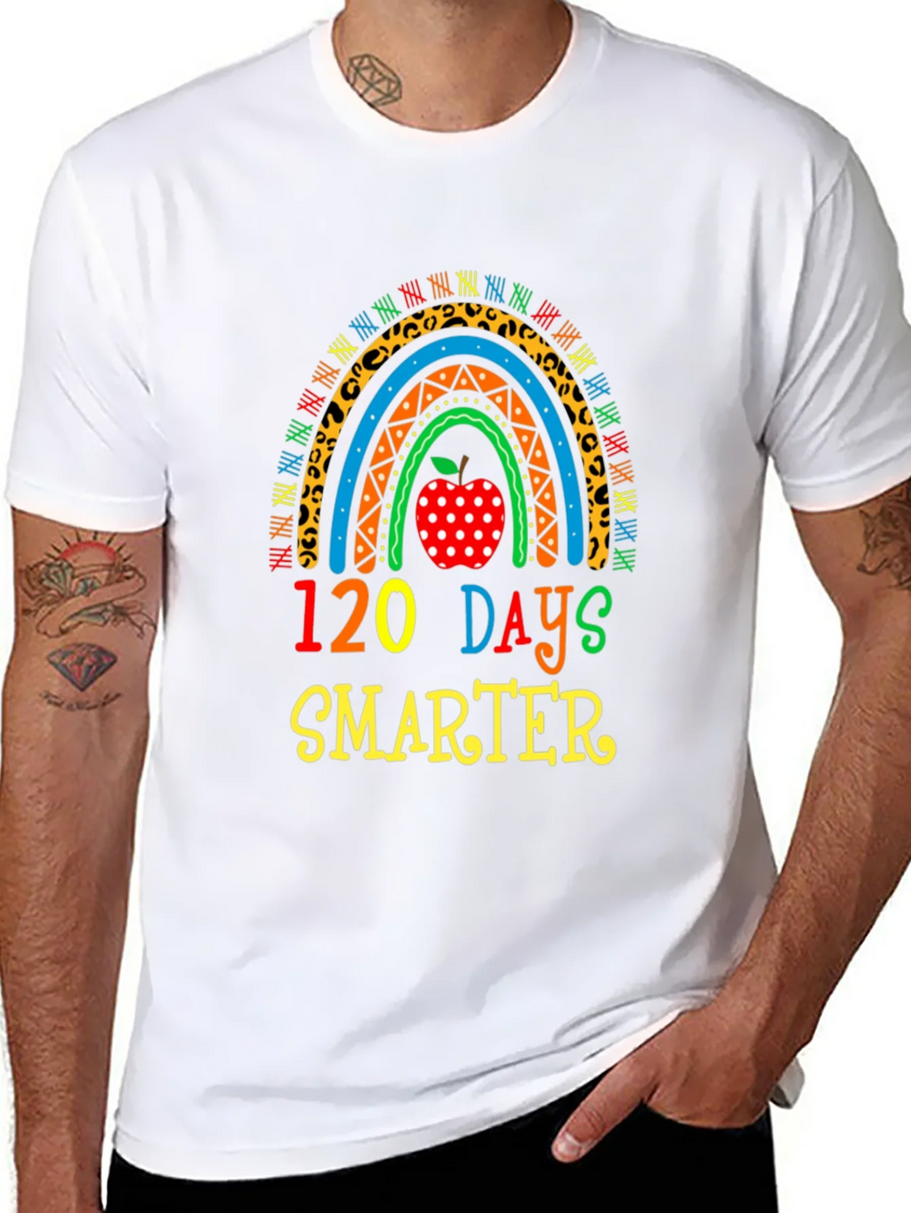 120 Days Smarter Teacher Rainbow T-Shirt product image 7
