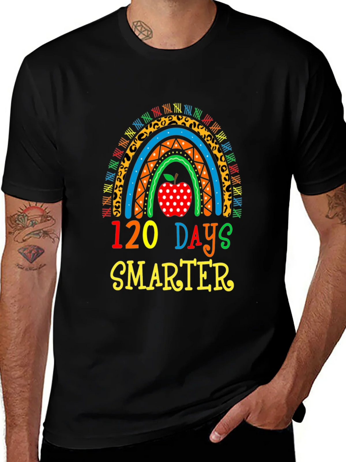120 Days Smarter Teacher Rainbow T-Shirt product image 1