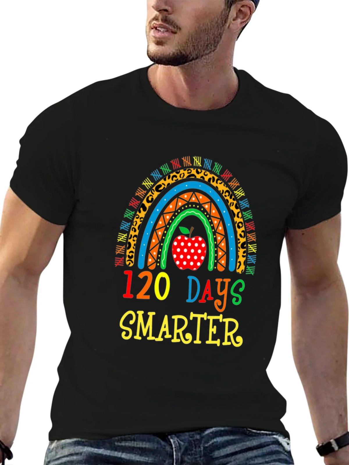 120 Days Smarter Teacher Rainbow T-Shirt product image 6