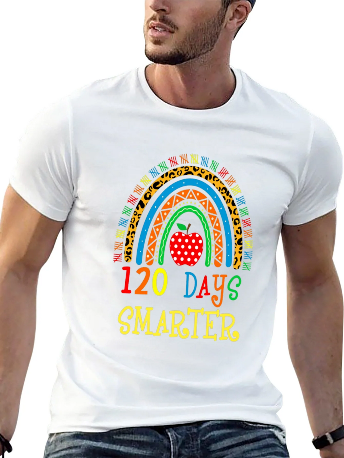 120 Days Smarter Teacher Rainbow T-Shirt product image 12