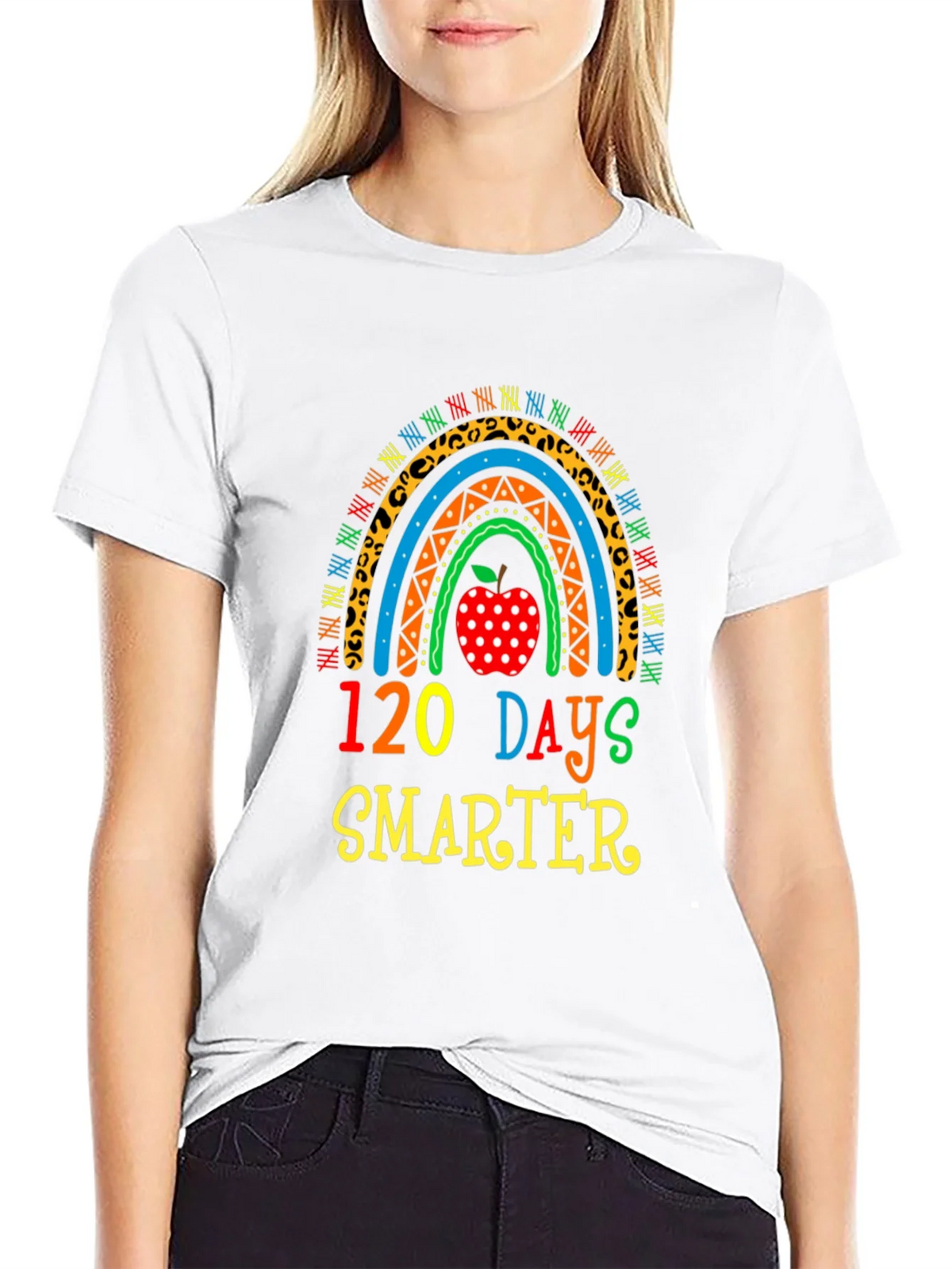 120 Days Smarter Teacher Rainbow T-Shirt product image 8