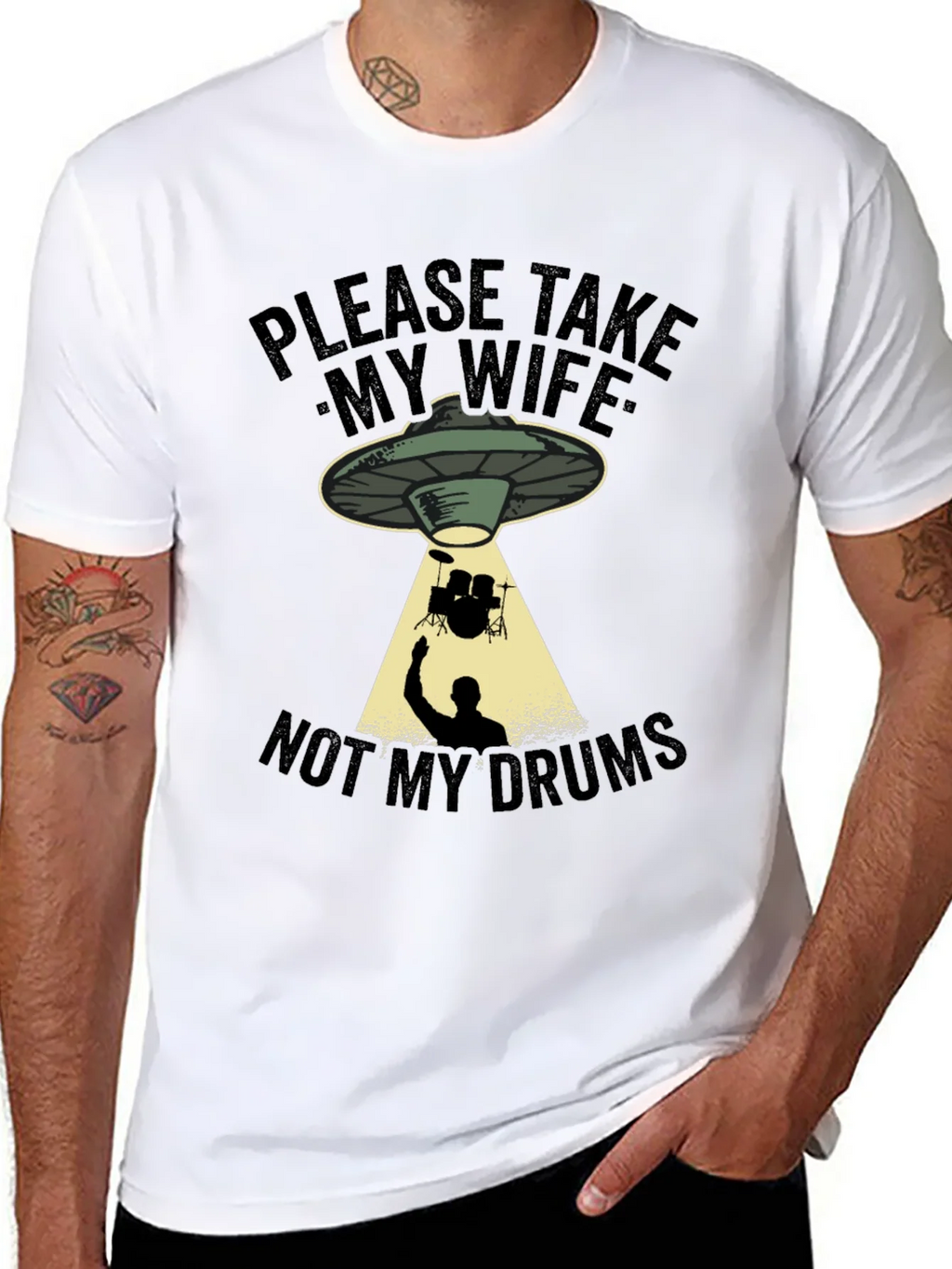 Funny Alien Abduction Drums T-Shirt product image 7