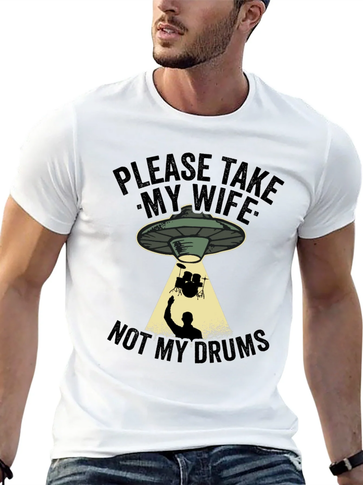 Funny Alien Abduction Drums T-Shirt product image 12