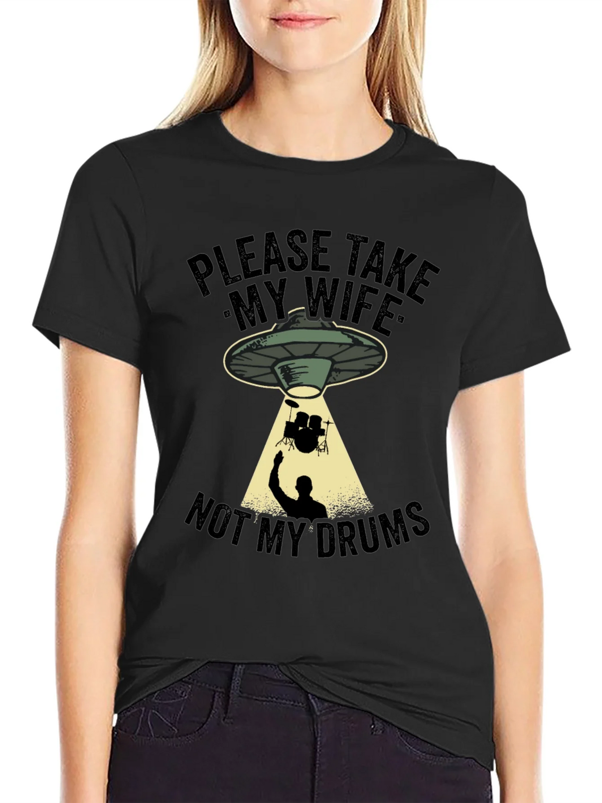 Funny Alien Abduction Drums T-Shirt product image 2