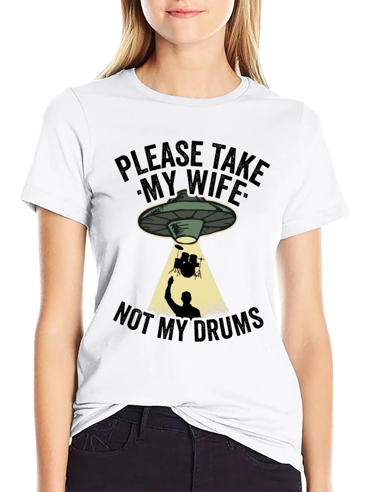 Funny Alien Abduction Drums T-Shirt product image 8