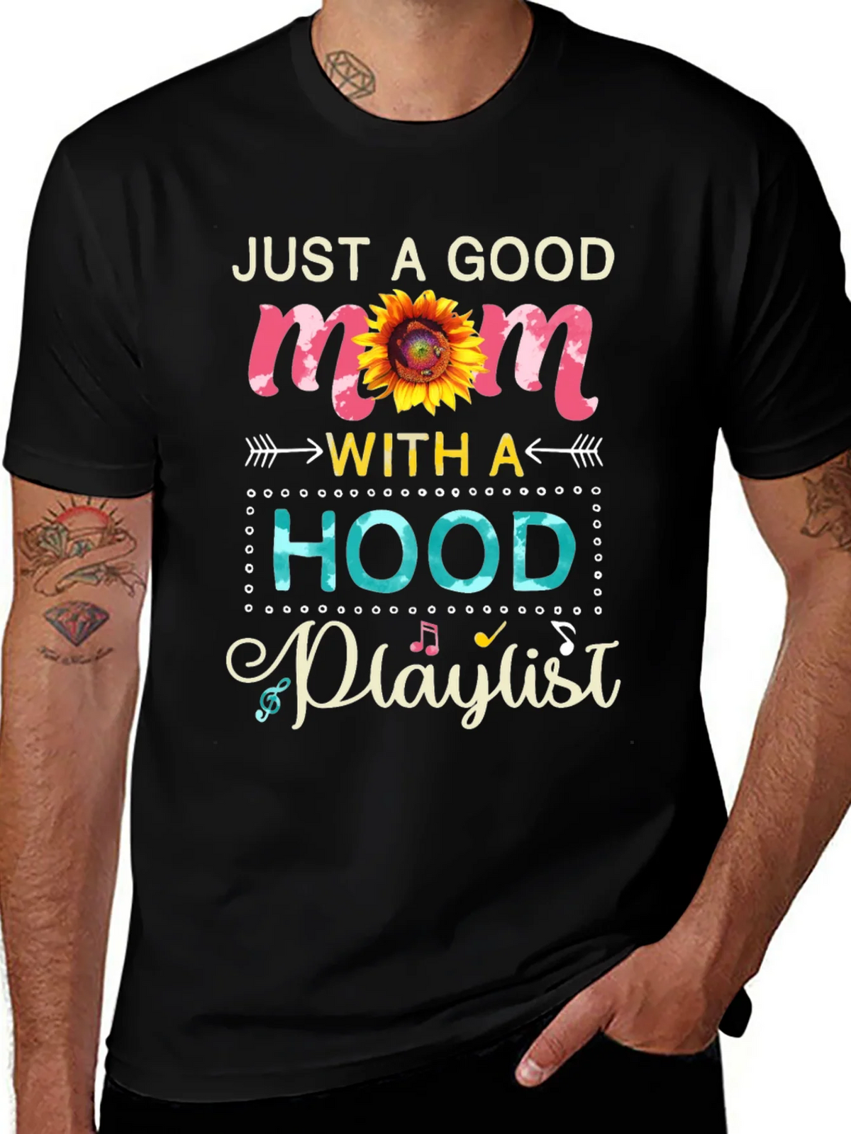 Just a Good Mom with a Hood Playlist T-Shirt product image 1