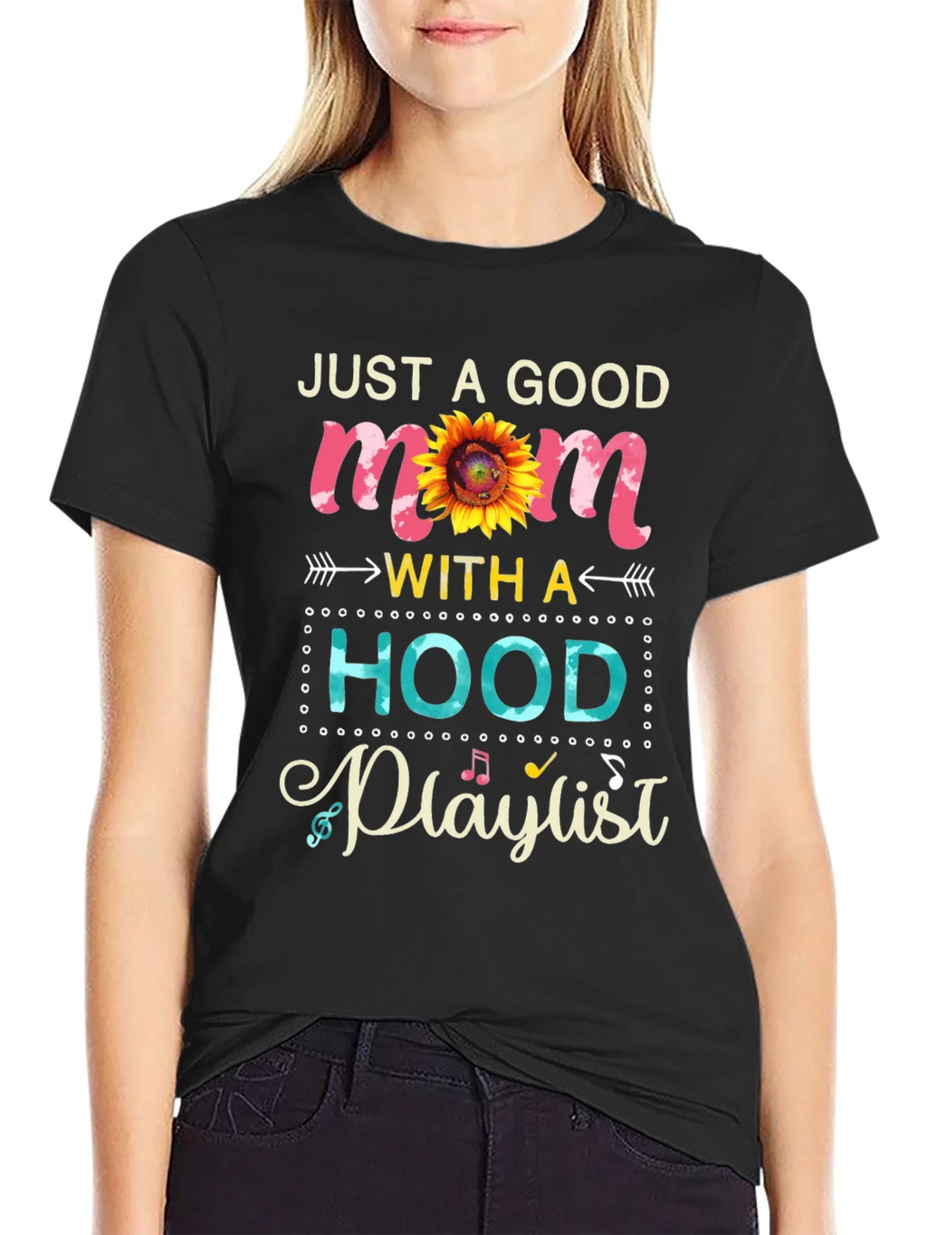 Just a Good Mom with a Hood Playlist T-Shirt product image 2