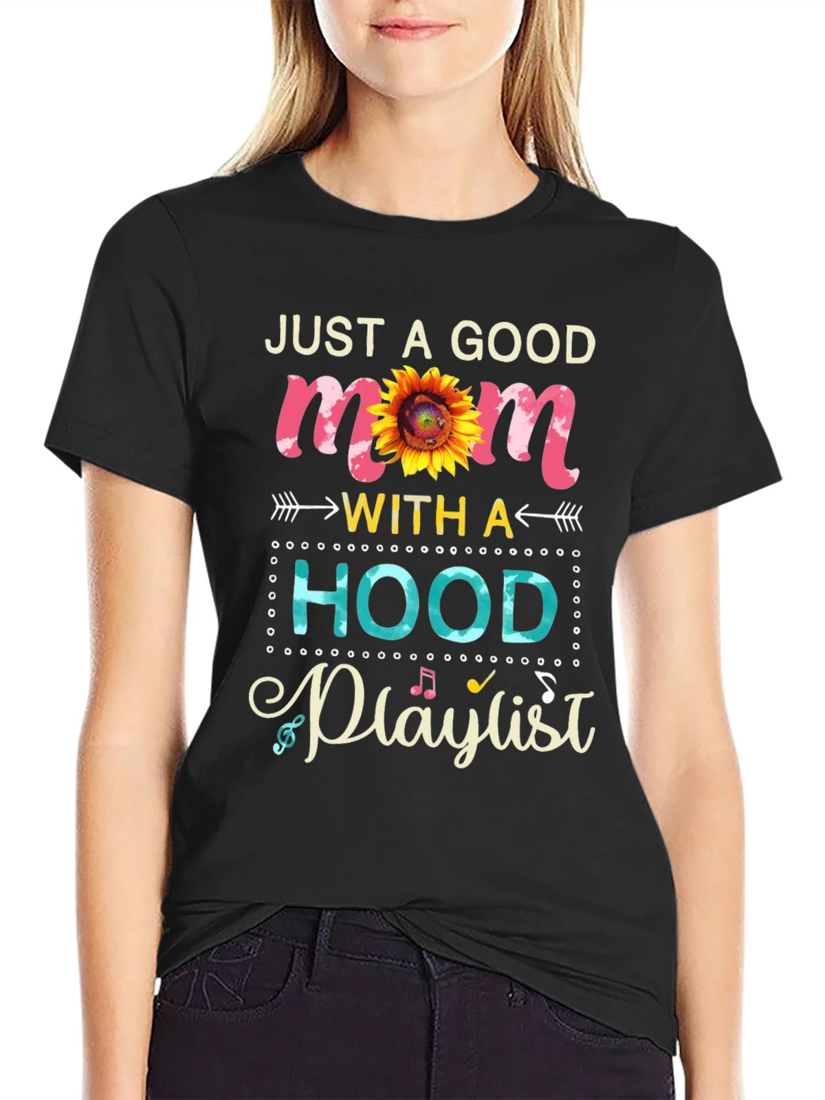 Just a Good Mom with a Hood Playlist T-Shirt product image 2