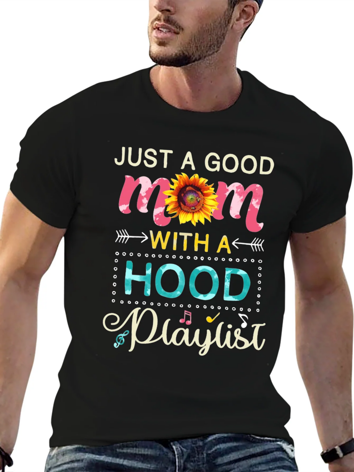Just a Good Mom with a Hood Playlist T-Shirt product image 6