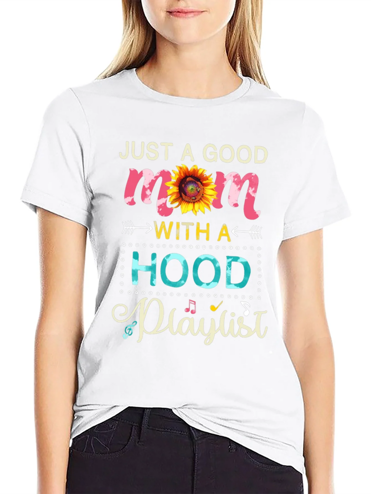 Just a Good Mom with a Hood Playlist T-Shirt product image 8