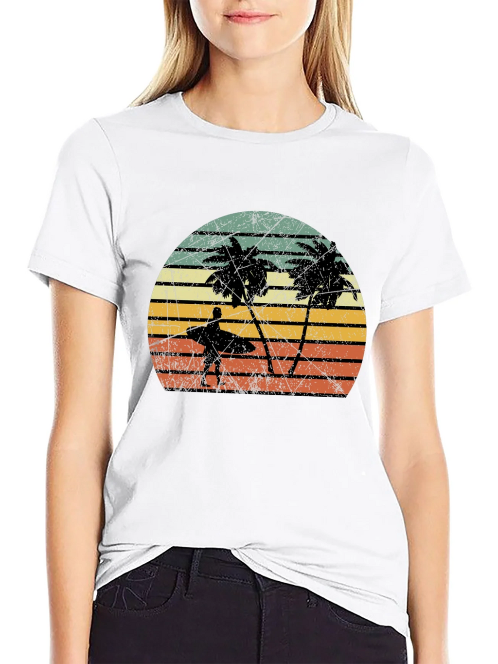 Retro Palm Tree Surfer Graphic Tee product image 8