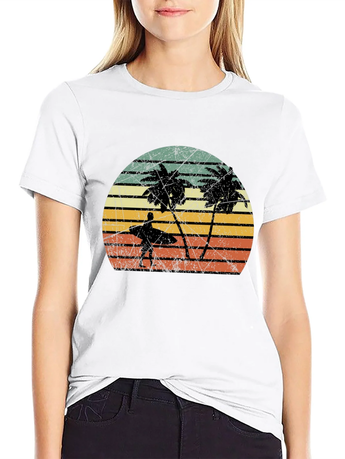 Retro Palm Tree Surfer Graphic Tee product image 8