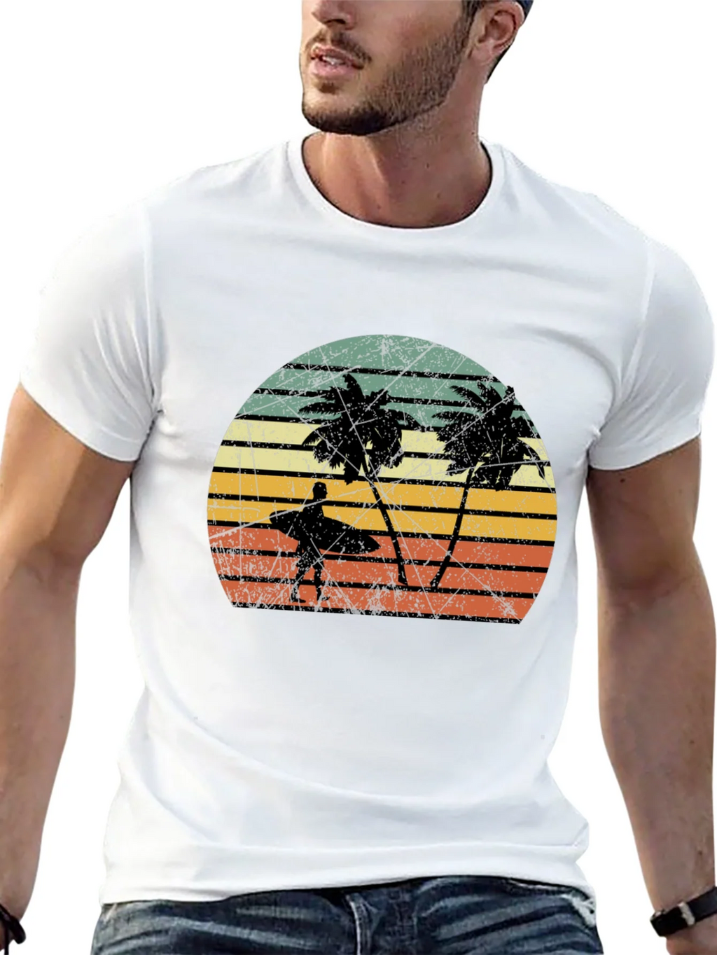 Retro Palm Tree Surfer Graphic Tee product image 12