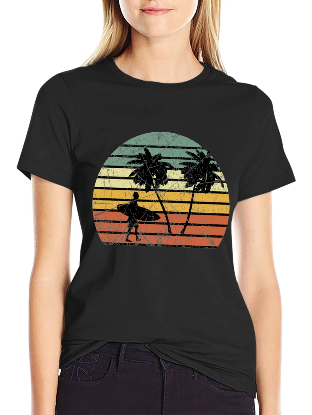 Retro Palm Tree Surfer Graphic Tee product image 2