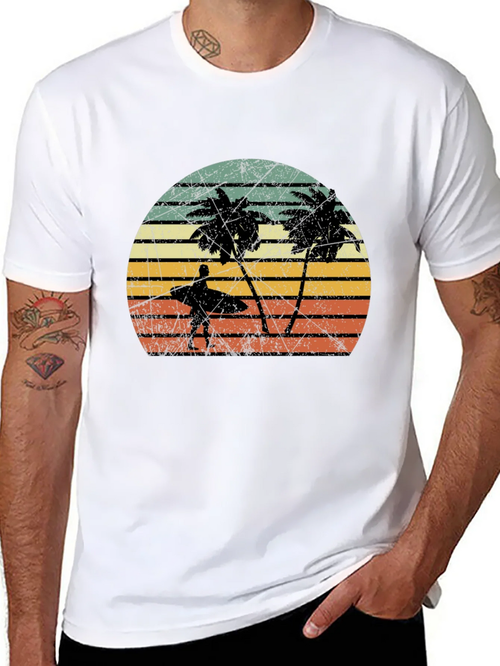 Retro Palm Tree Surfer Graphic Tee product image 7