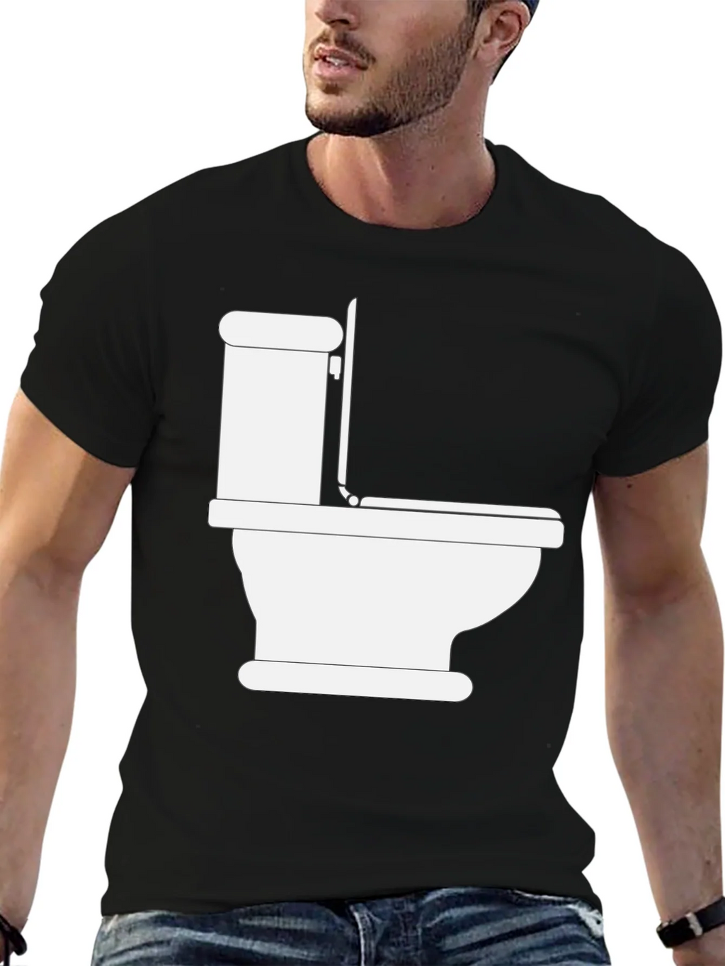 Toilet Humor Graphic Tee - Black Crew Neck T-Shirt product image 6
