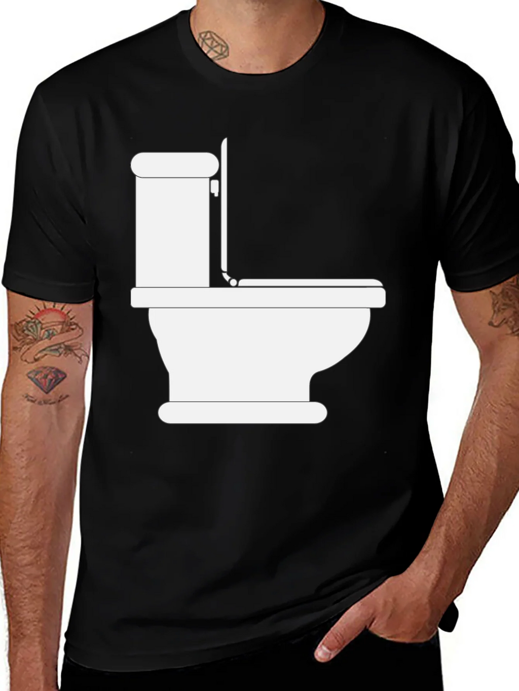 Toilet Humor Graphic Tee - Black Crew Neck T-Shirt product image 1