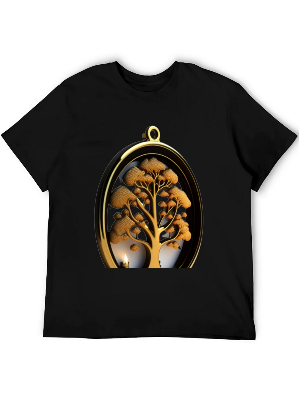Golden Tree Pendant Graphic Black T-Shirt product image 5