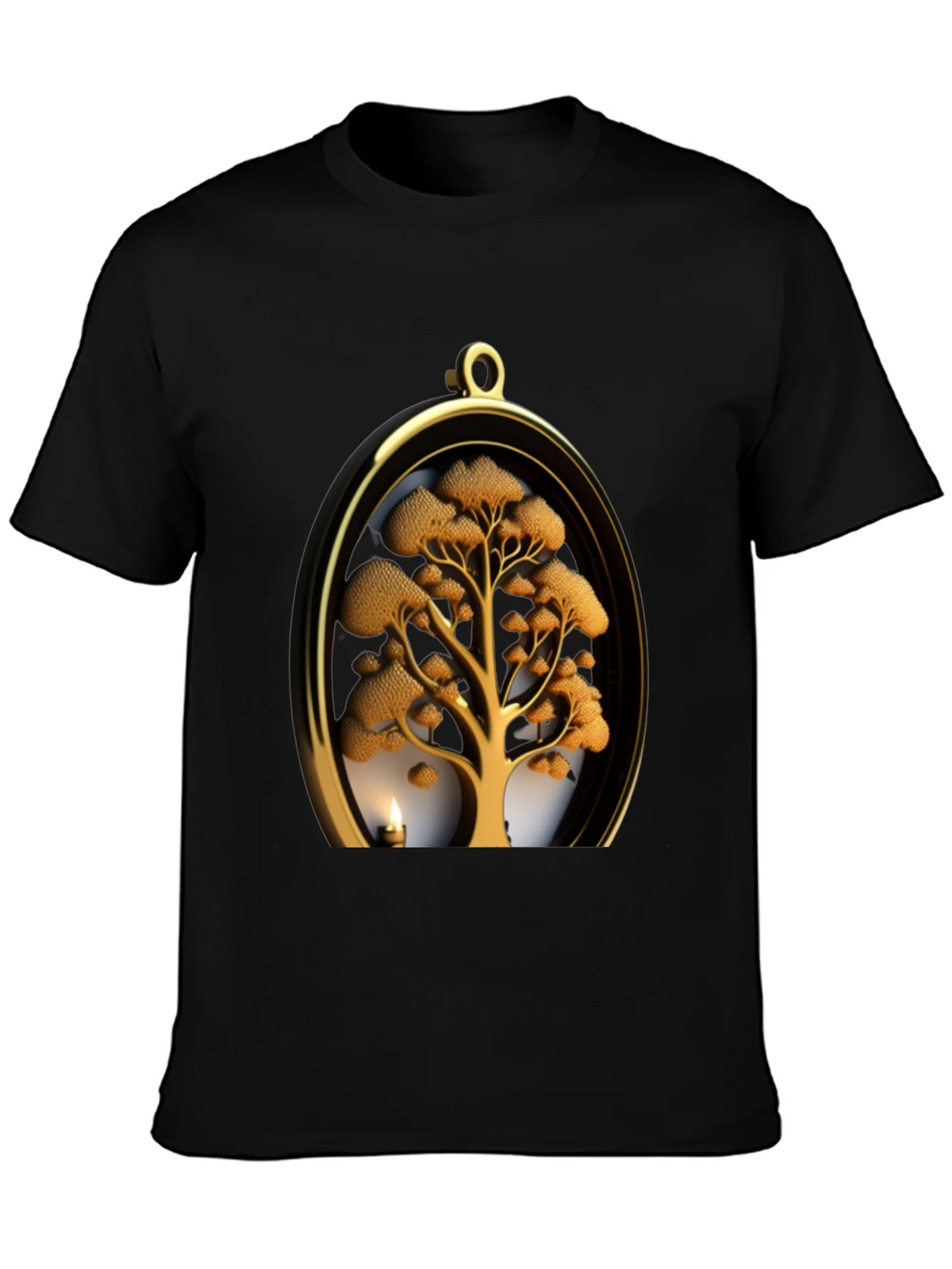 Golden Tree Pendant Graphic Black T-Shirt product image 3