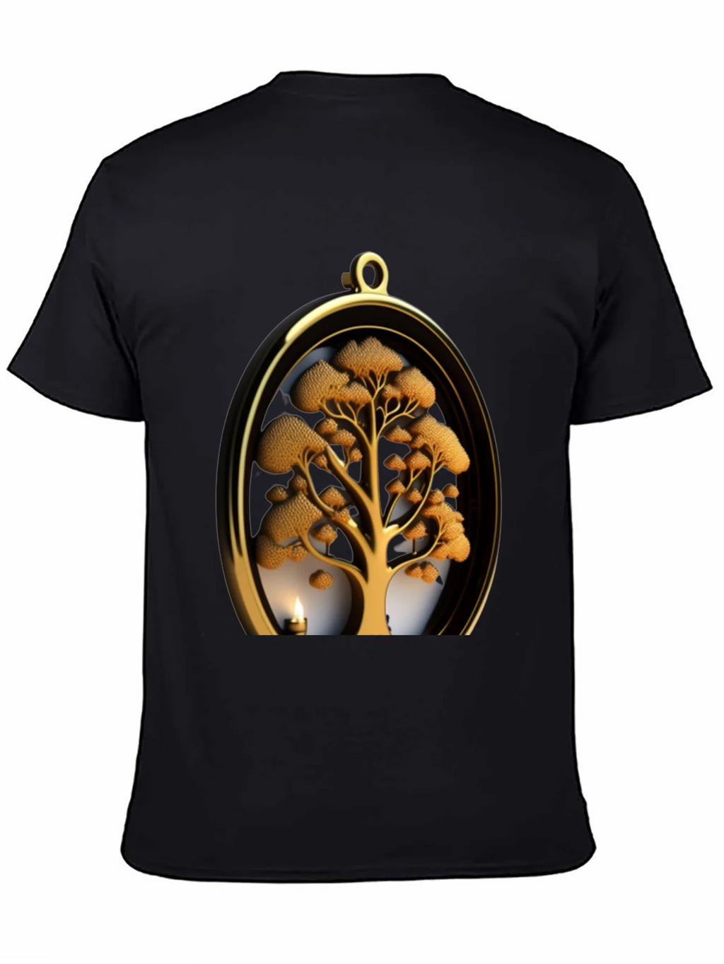Golden Tree Pendant Graphic Black T-Shirt product image 4