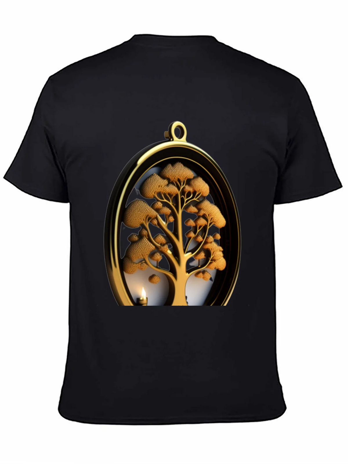 Golden Tree Pendant Graphic Black T-Shirt product image 4