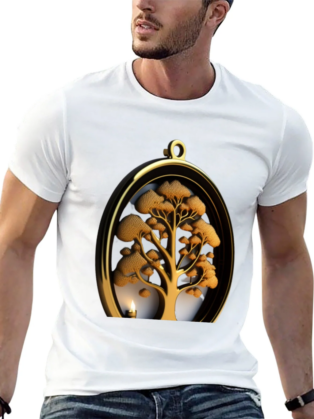 Golden Tree Pendant Graphic Black T-Shirt product image 12