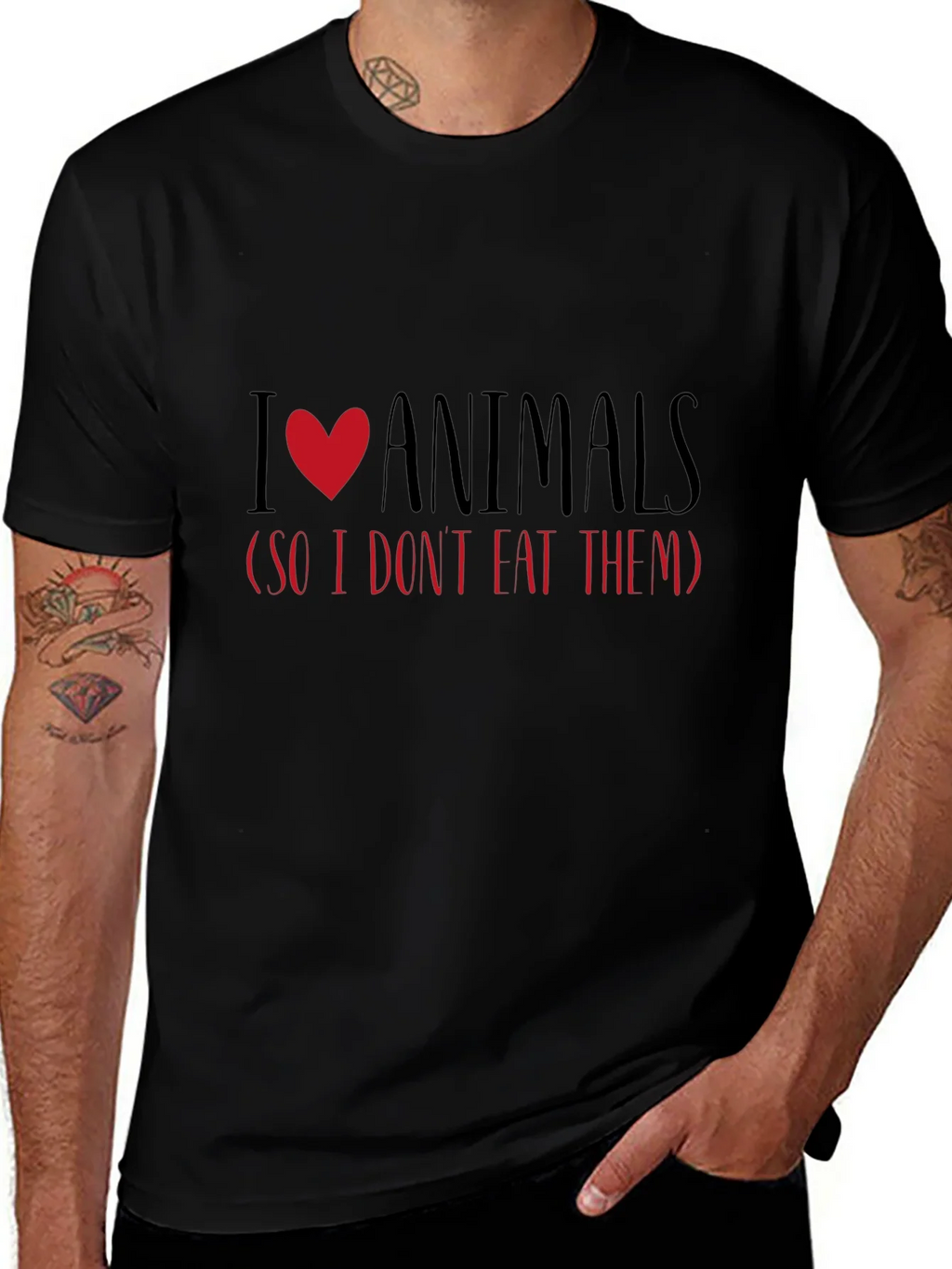 I Love Animals Vegetarian T-Shirt product image 1