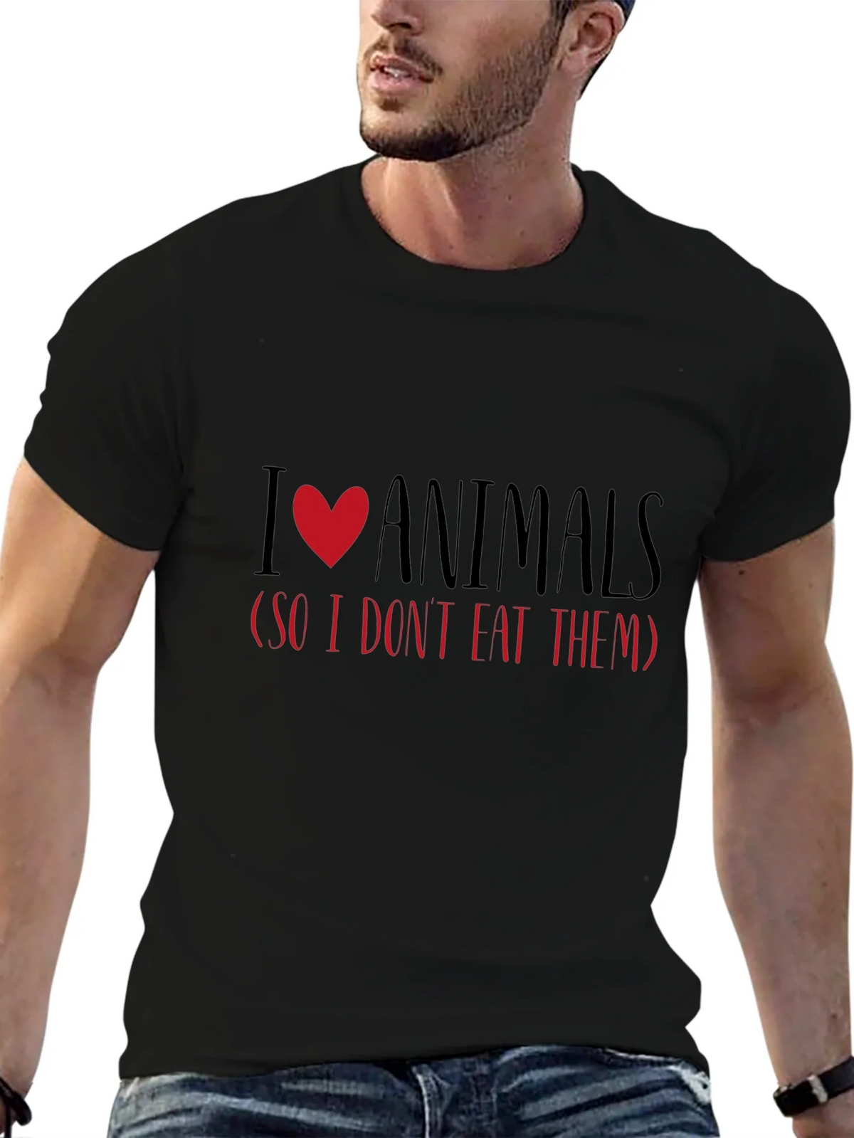 I Love Animals Vegetarian T-Shirt product image 6
