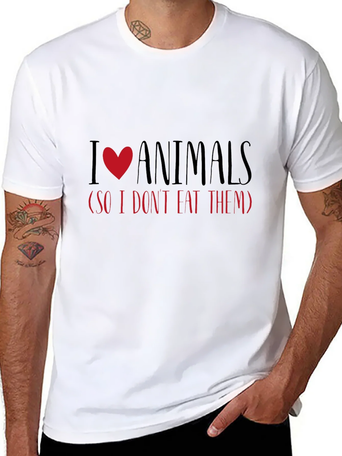 I Love Animals Vegetarian T-Shirt product image 7
