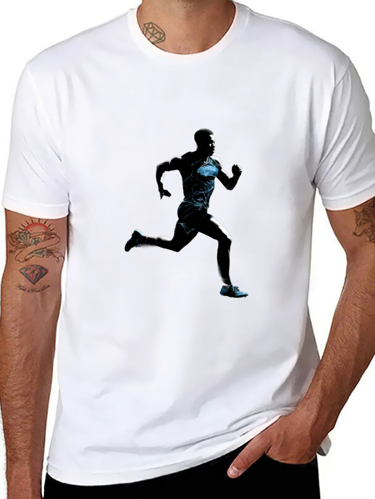 Mens Black Graphic Tee: Runner product image 7