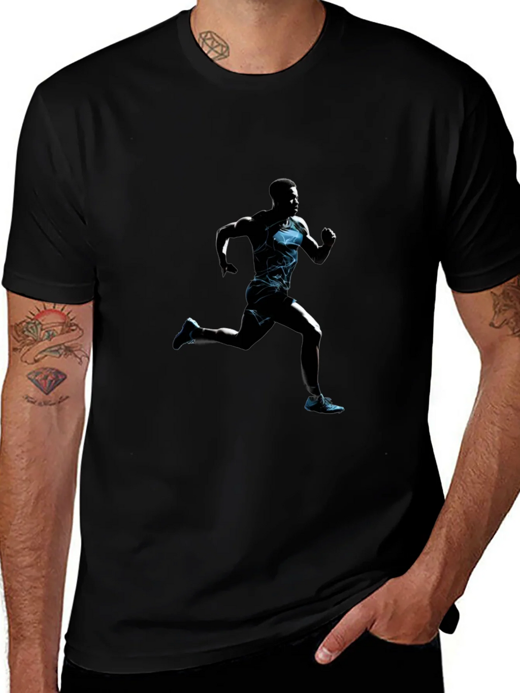 Mens Black Graphic Tee: Runner product image 1