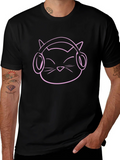 Cool Cat Headphones Graphic Tee - Black product image 1