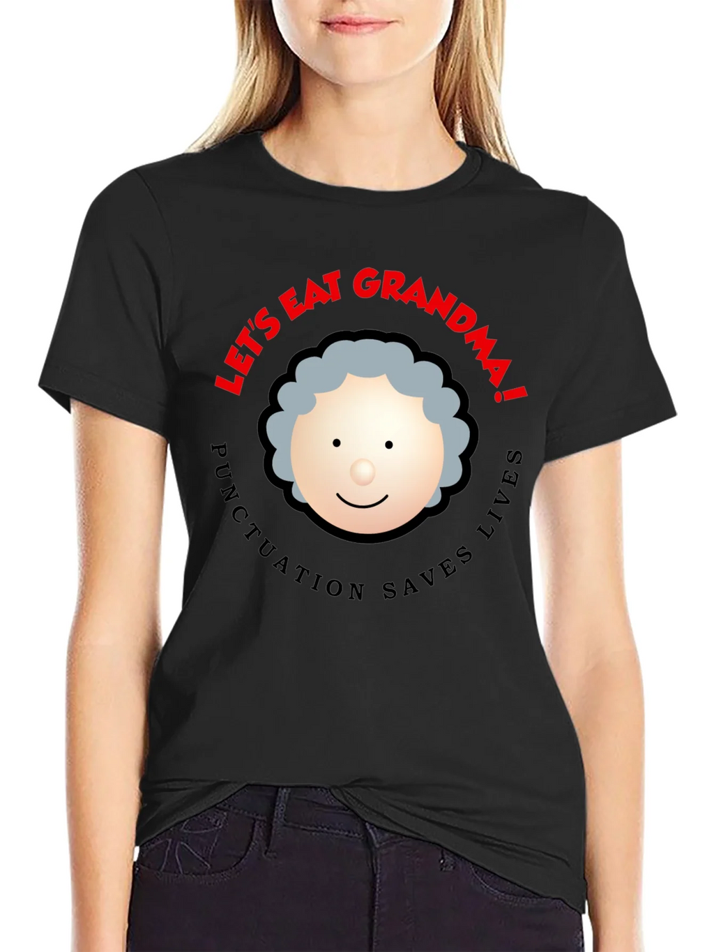 Lets Eat Grandma! Punctuation Saves Lives Black T-Shirt product image 2
