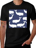 Whale Pattern Black T-Shirt product image 1
