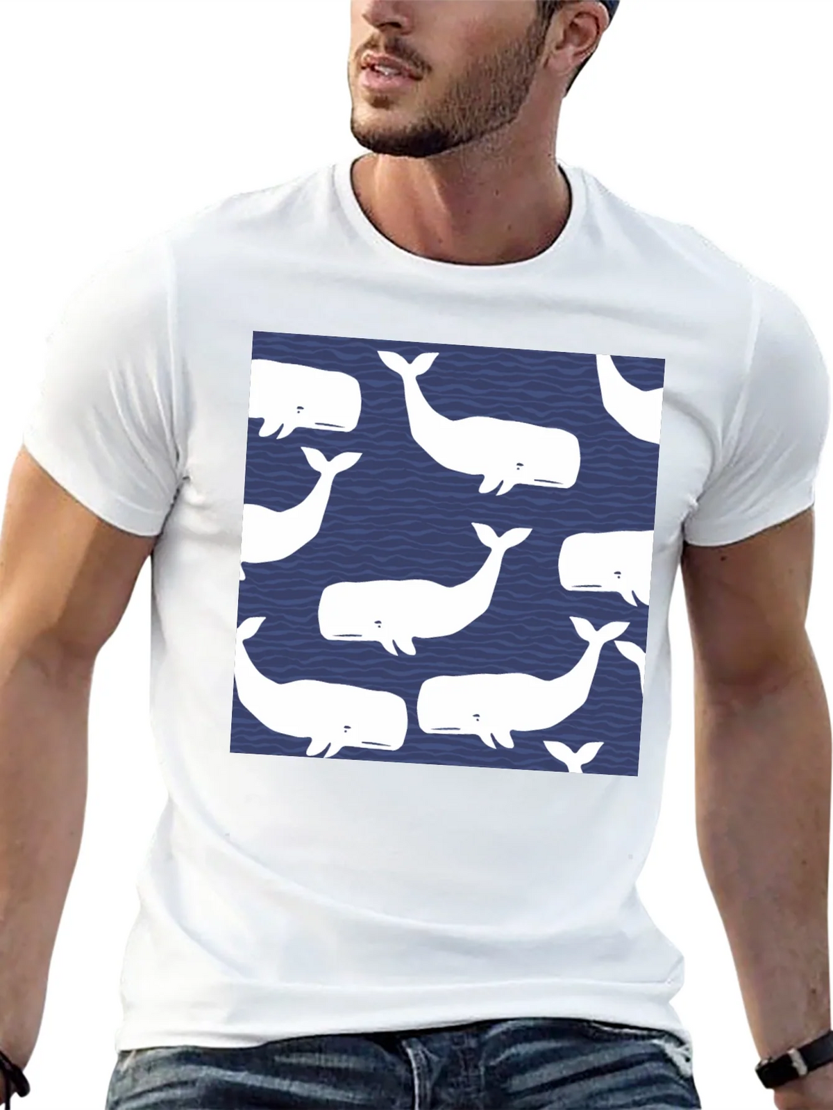 Whale Pattern Black T-Shirt product image 12