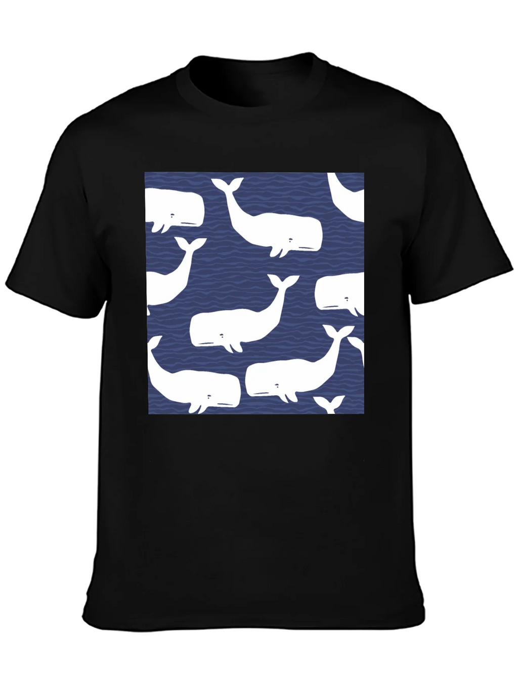 Whale Pattern Black T-Shirt product image 3