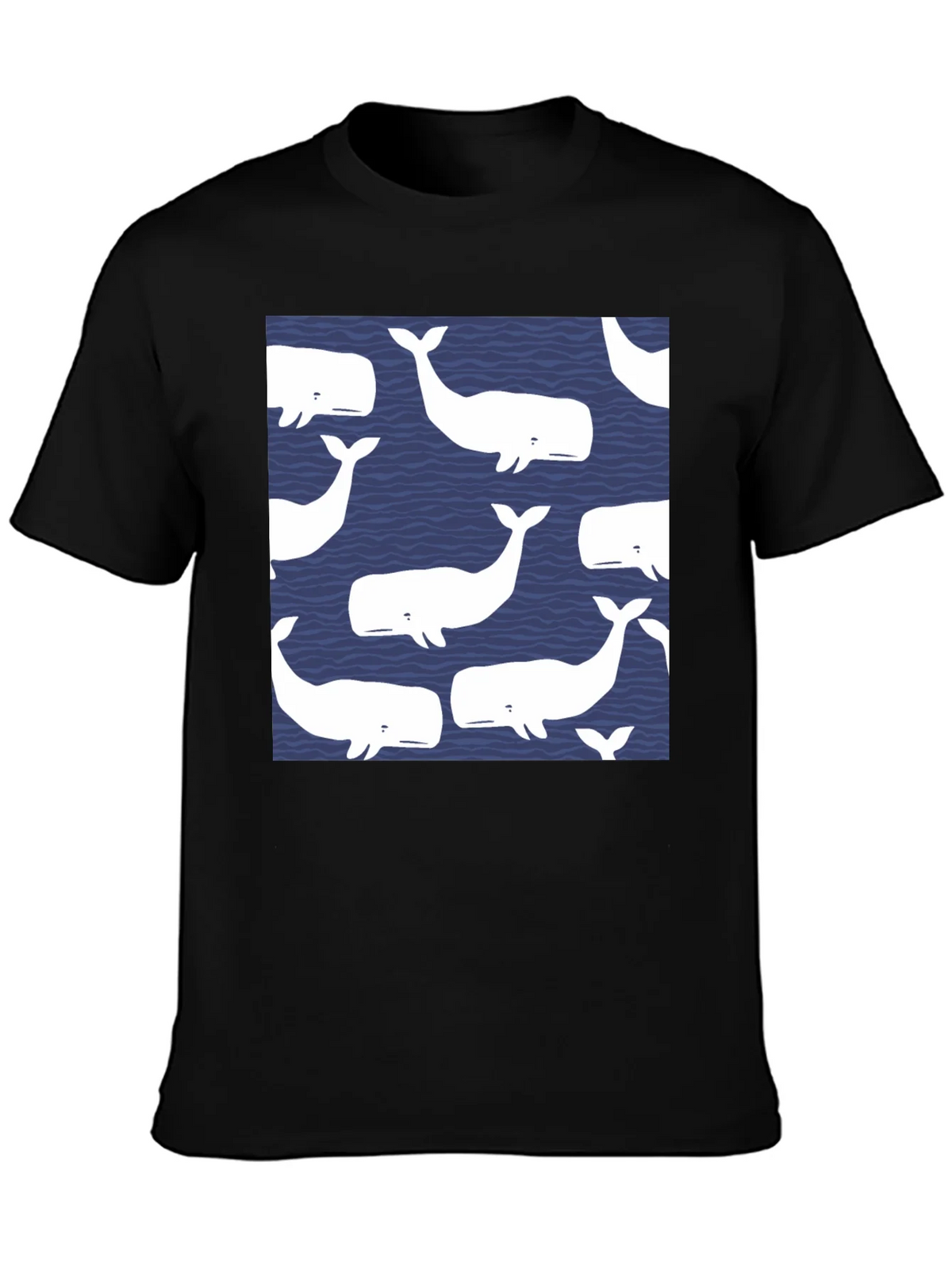 Whale Pattern Black T-Shirt product image 3
