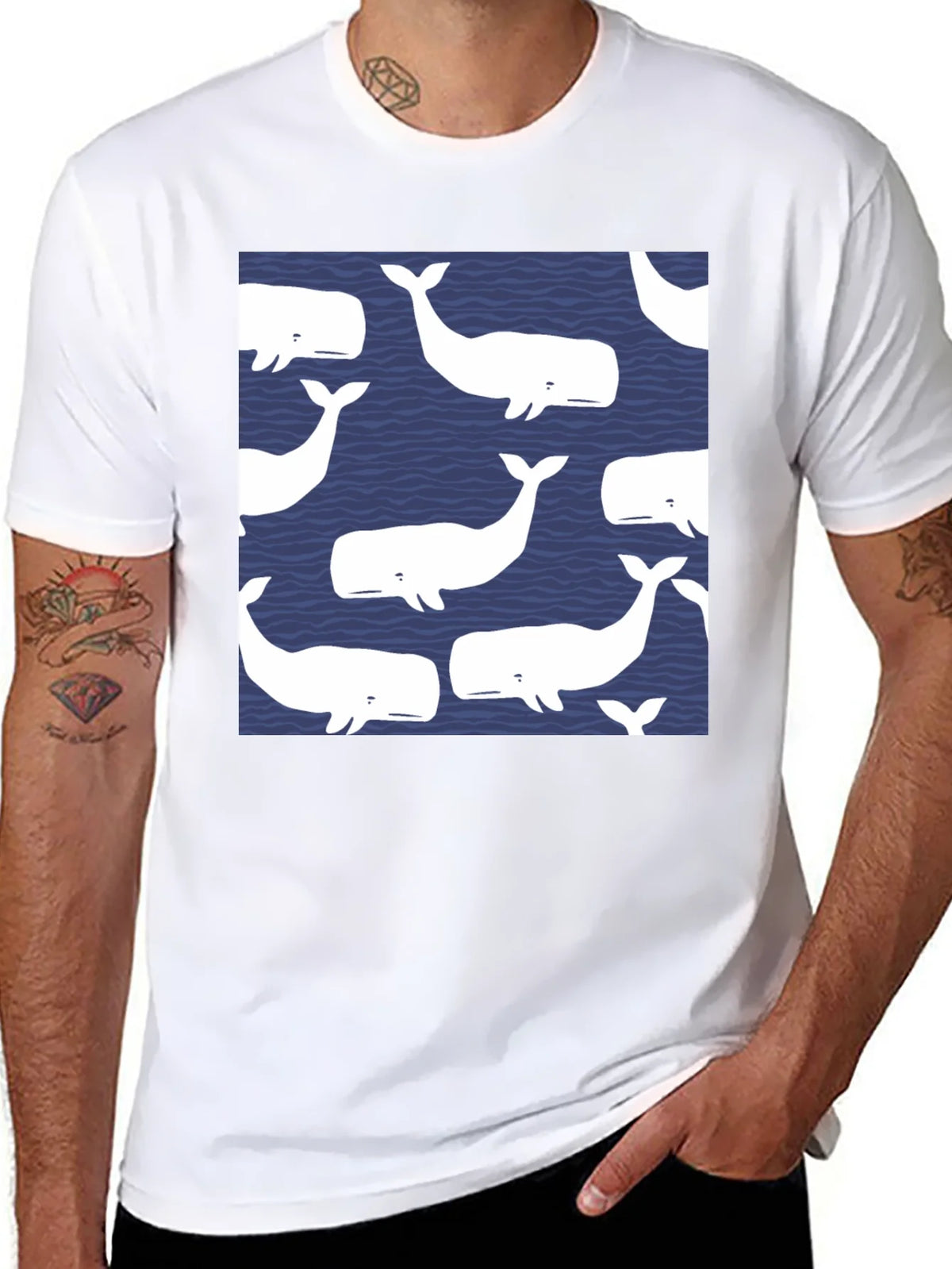 Whale Pattern Black T-Shirt product image 7