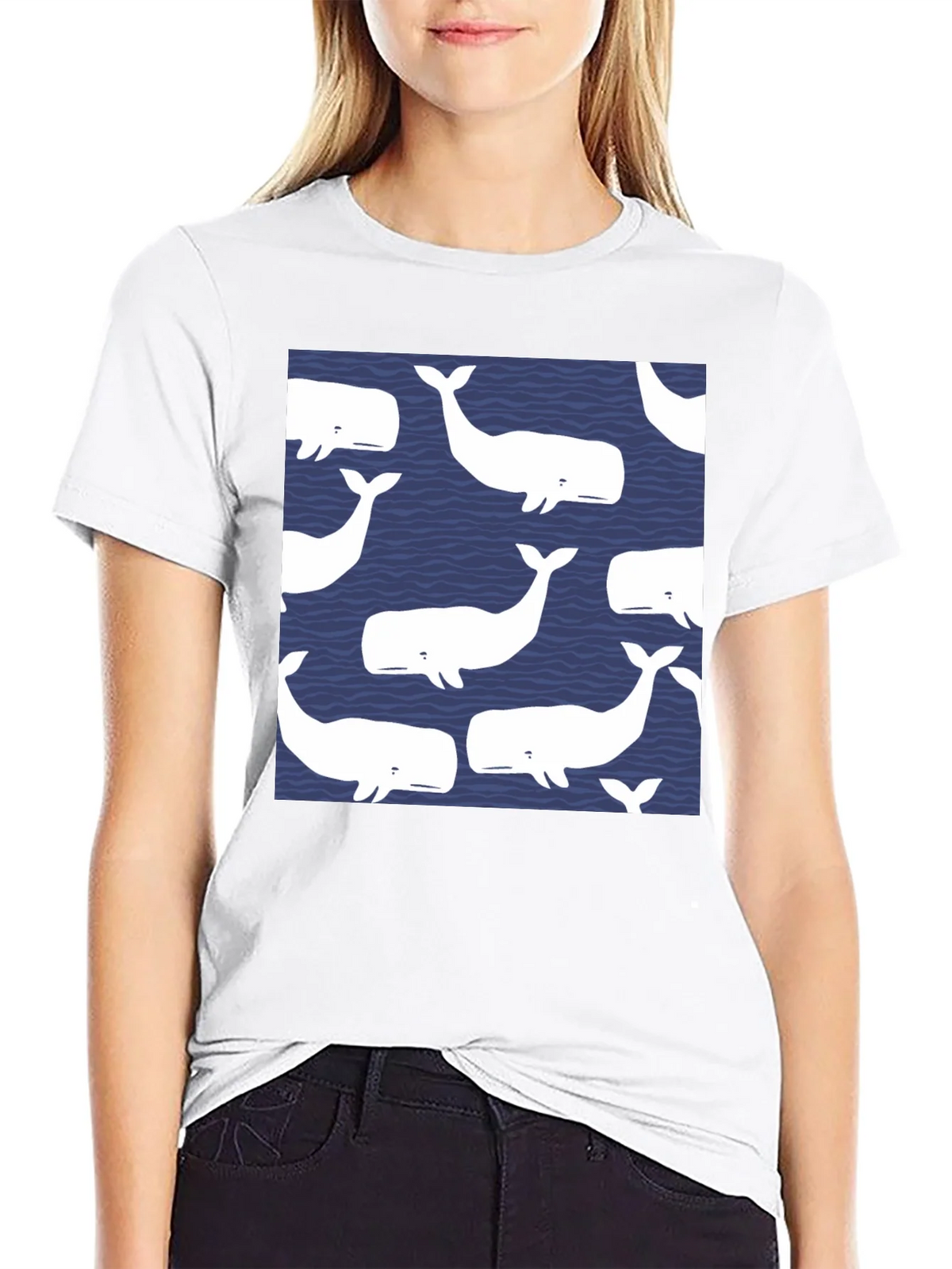 Whale Pattern Black T-Shirt product image 8