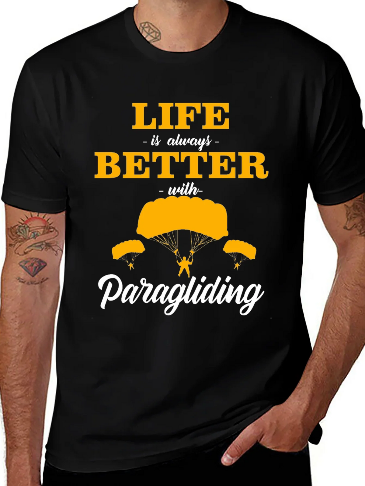 Life is Better Paragliding Black T-Shirt product image 1