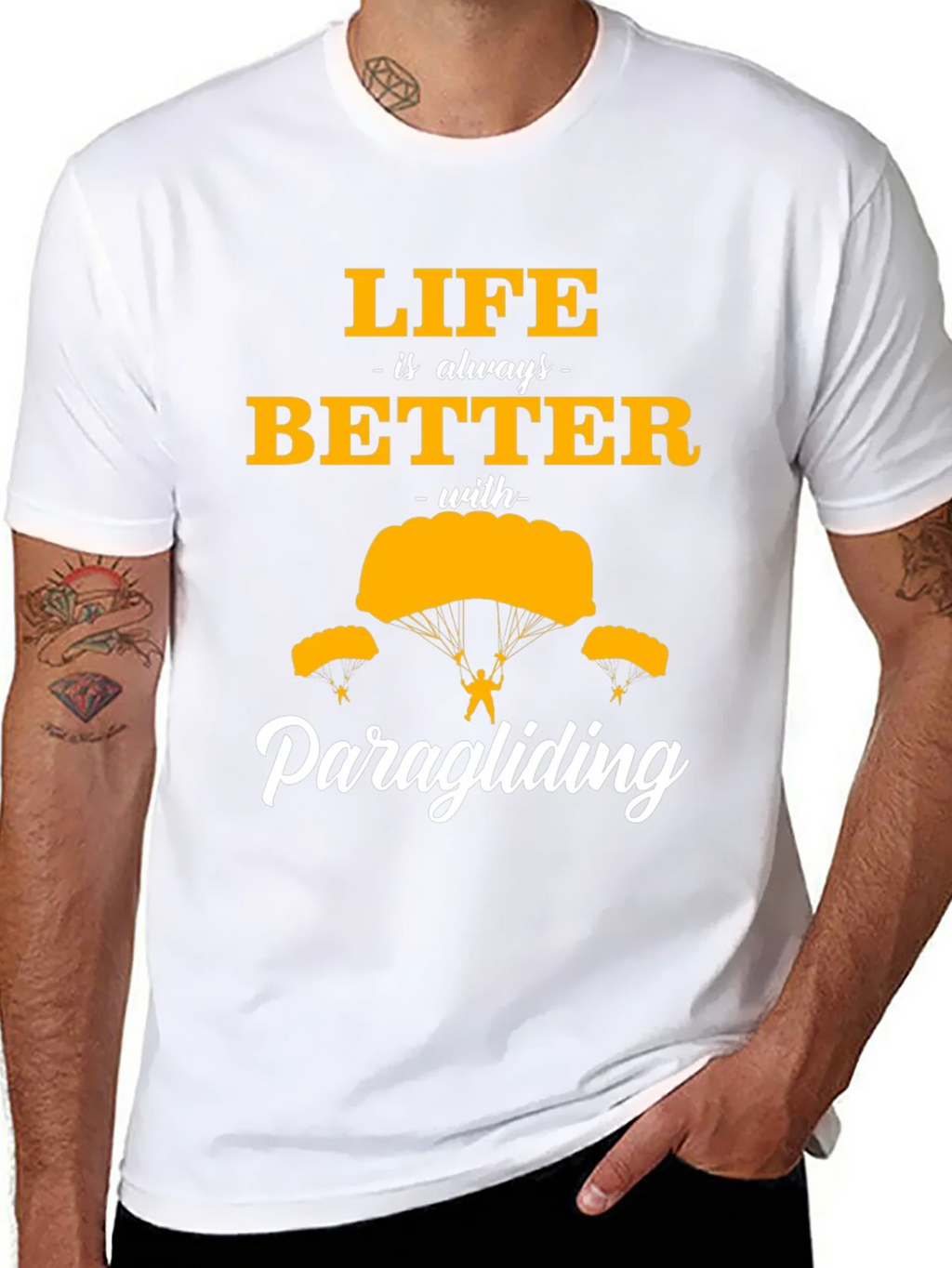 Life is Better Paragliding Black T-Shirt product image 7