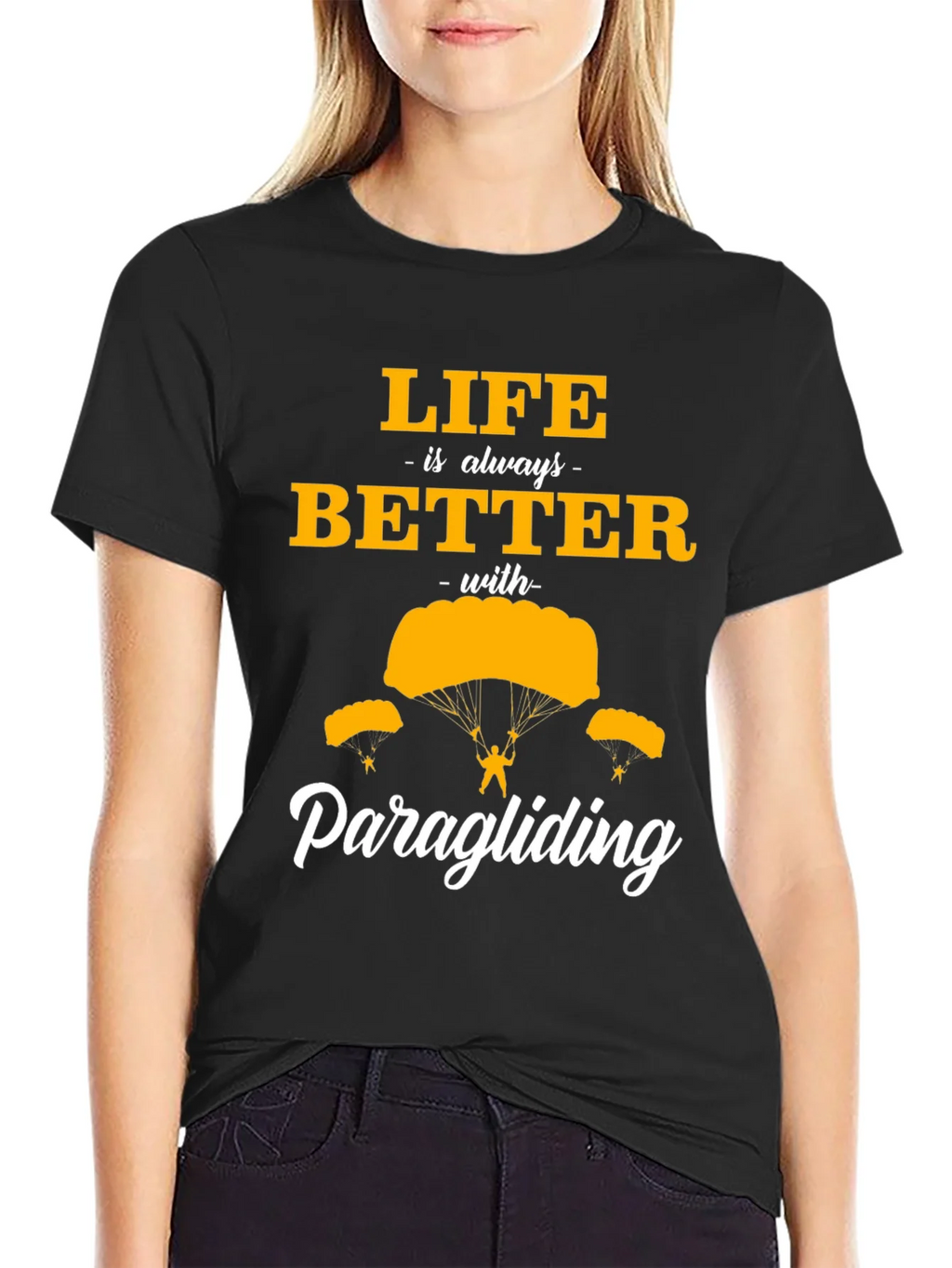 Life is Better Paragliding Black T-Shirt product image 2