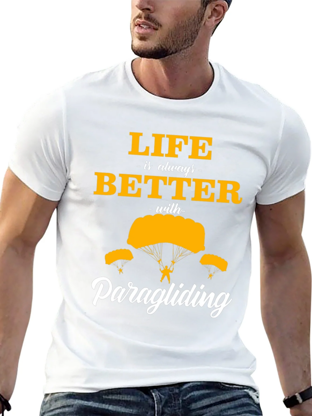 Life is Better Paragliding Black T-Shirt product image 12