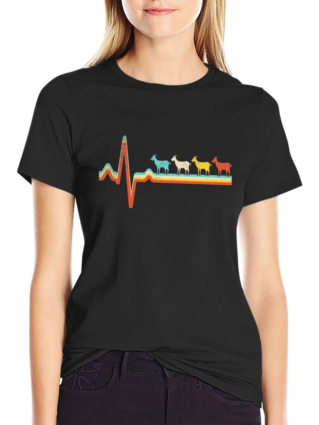 Goat Heartbeat Retro T-Shirt product image 2
